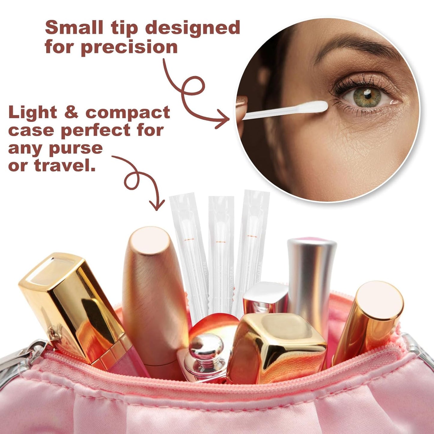 Cotton Swabs,Cotton Makeup Remover Swabs,Eye & Lip Sticks Remover,Liquid-Filled Makeup Remover Swabs Disposable Cotton Swabs for Eye/Lip/Eyebrow/Eyelash Makeup (Pack of 300)