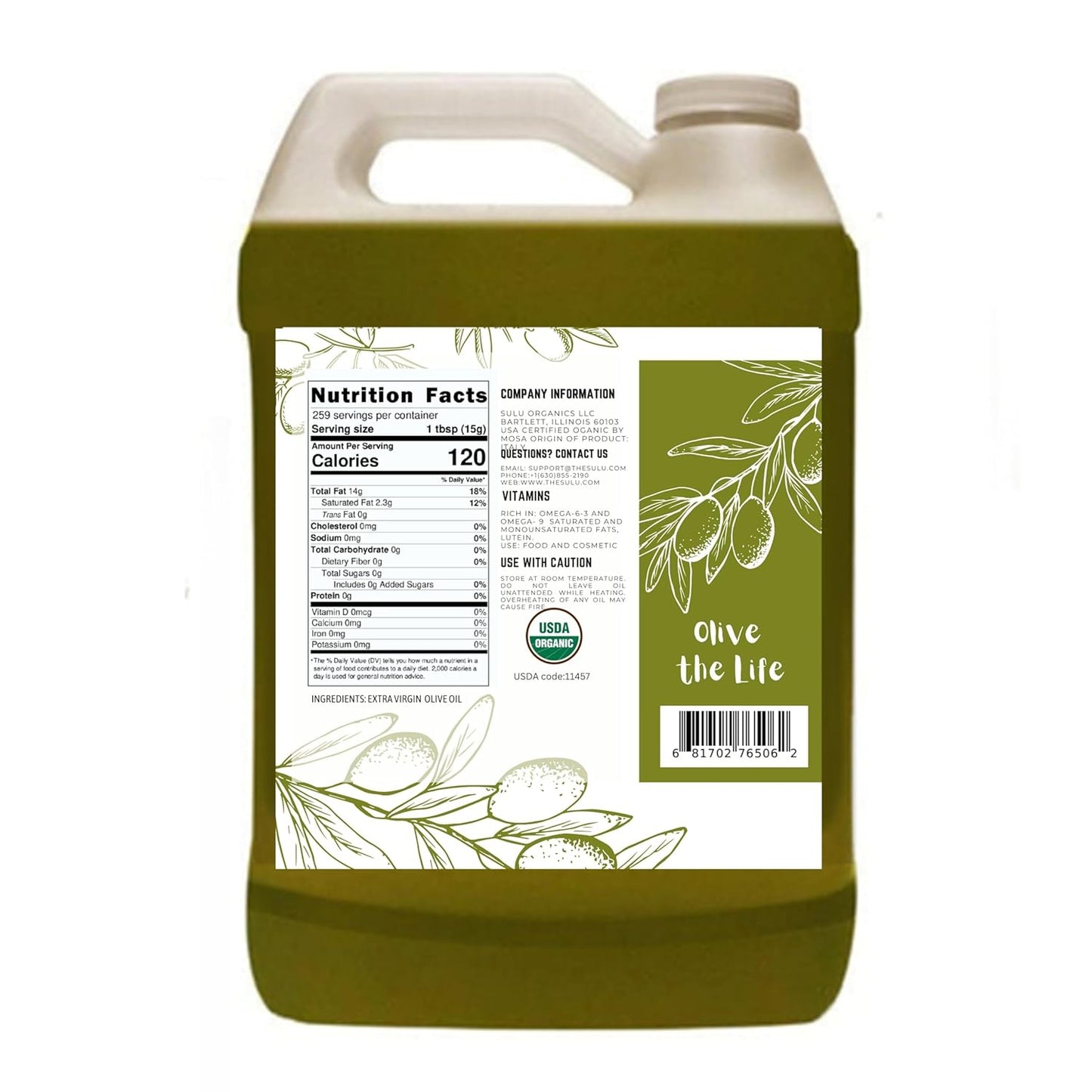 64 FL.OZ Organic Extra Virgin Olive Oil Cold Pressed