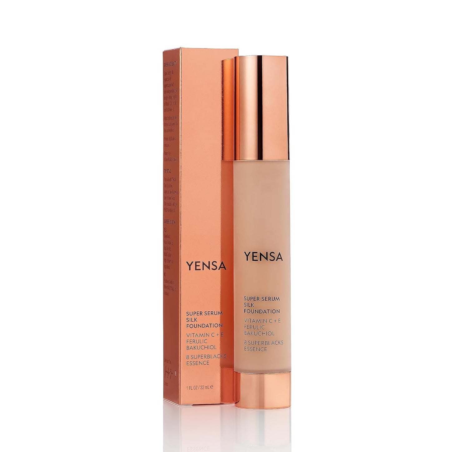 YENSA Serum Foundation Makeup - Super Silk Full Coverage Foundation Enriched with Peptides, Vitamin C & Ferulic Acid to Help Reduce Fine Lines, Wrinkles & Dark Circles - Fair 3 (1 oz)