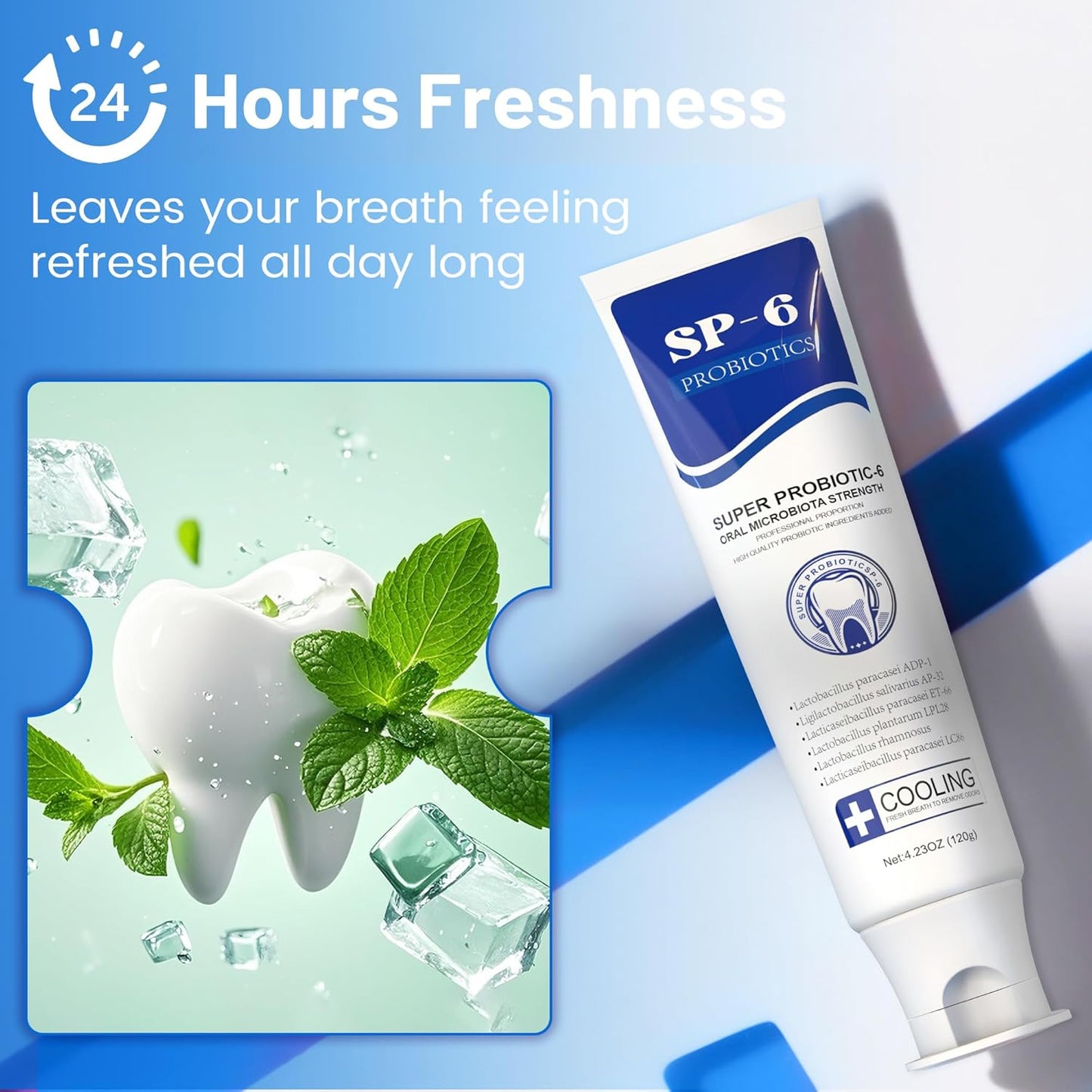 SP-6 Toothpaste Set, 6 Probiotics for Whitening & Cooling Fresh Breath, and 7- Pro Intense Whitening, Fluoride-Free, Safe for Enamel, Deep Brigthtening & Freshness 3 in1 Set