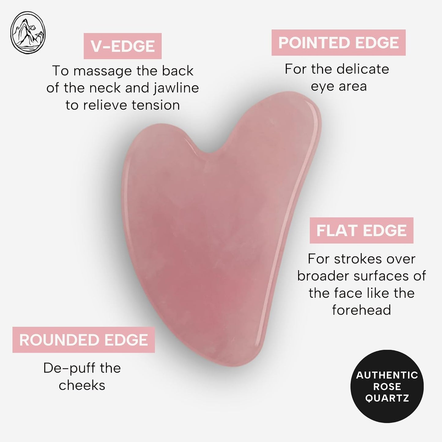 Mount Lai Rose Quartz Gua Sha Facial Tool – The Stone of Graceful Radiance – 100% Genuine Rose Quartz Stone Face Sculpting Tool for Lymphatic Drainage, Puffiness Reduction & Graceful Beauty