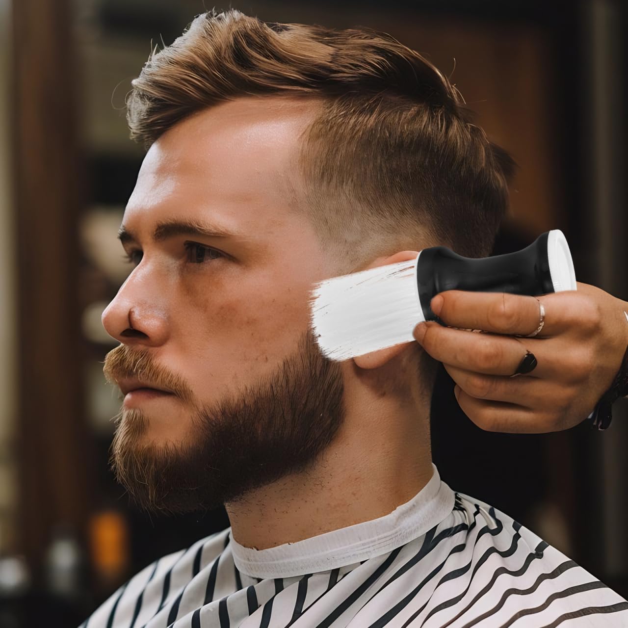 4 Pcs Barber Powder Brush Set Lightweight Neck Duster Hair Powder Duster for Barbers with Comfortable Grip Washable Hair Brushes for Salon and Home Use