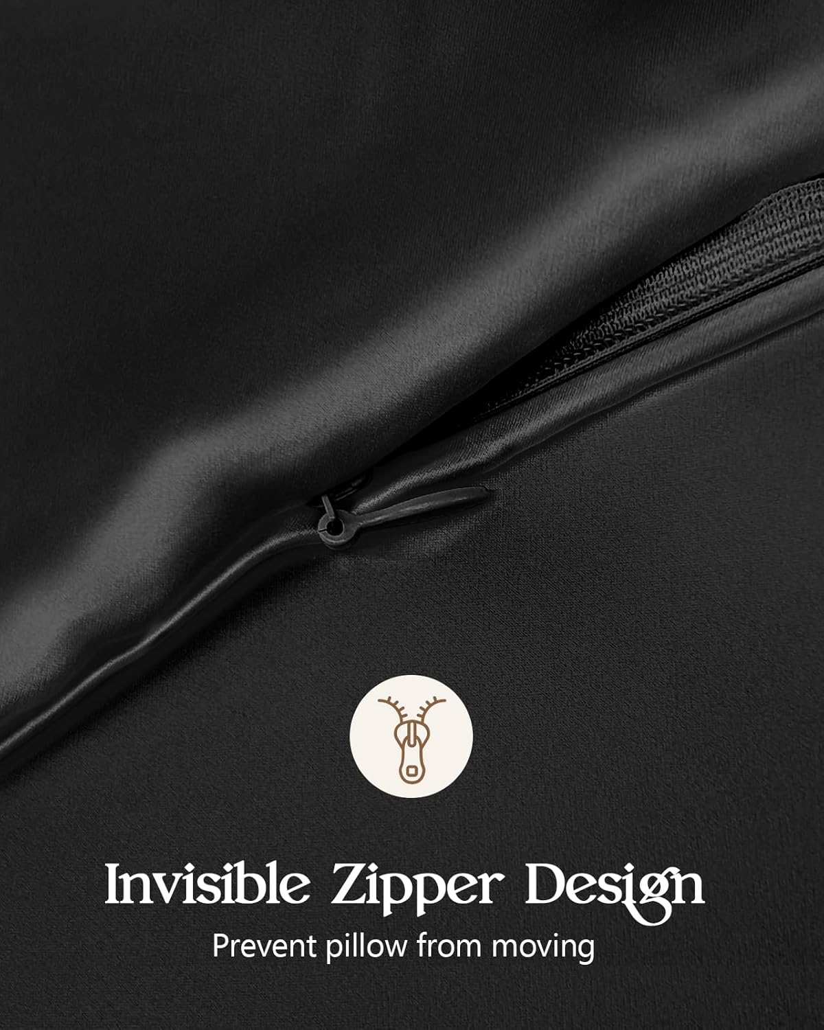 Silk Pillowcase 2 Pack - Pillow Cases Queen Set of 2 Size 20" x 30" for Hair and Skin Smooth Soft Breathable with Hidden Zipper Cooling Pillow Covers for Sleeping Women, Black