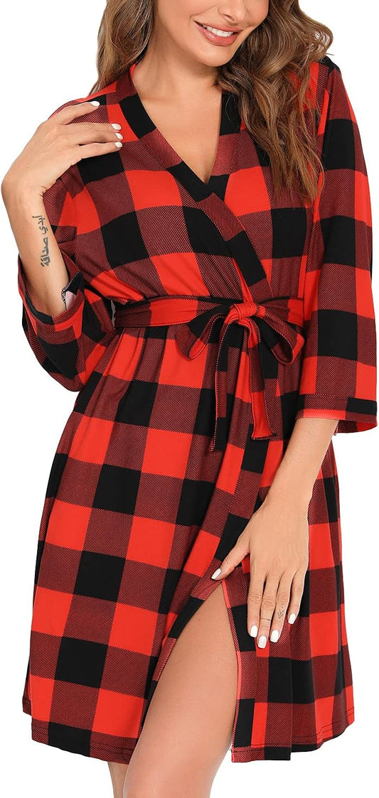 Samring Women's Lightweight Robe Soft Kimono Robes Short Bathrobe for Women Sleepwear