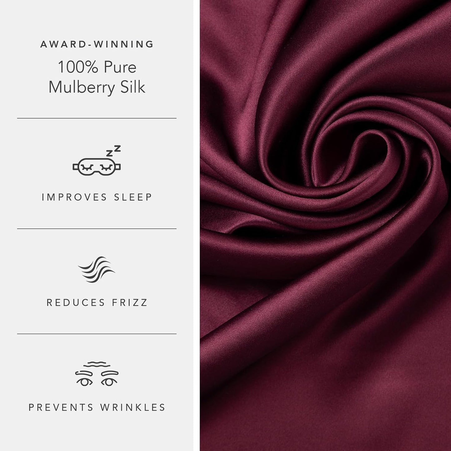 Fishers Finery 25mm 100% Pure Mulberry Silk Pillowcase (Red King)