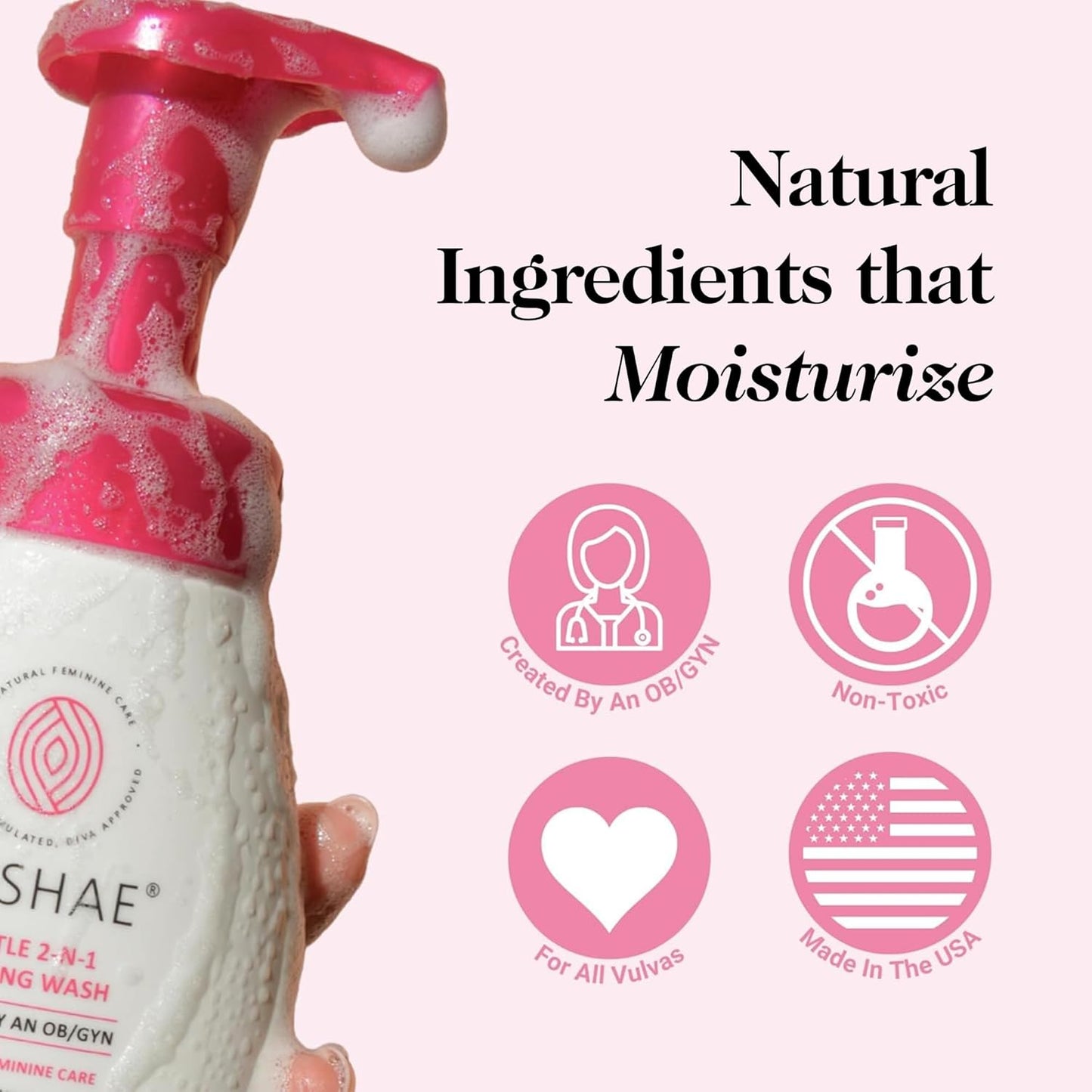 Kushae Gentle 2-in-1 Foaming Wash, pH Balance Feminine Wash for Optimal Hygiene, Refreshing & Soothing Feminine Wash for Sensitive Skin, Fragrance-Free Intimate Wash for Daily Use, 8.3 oz