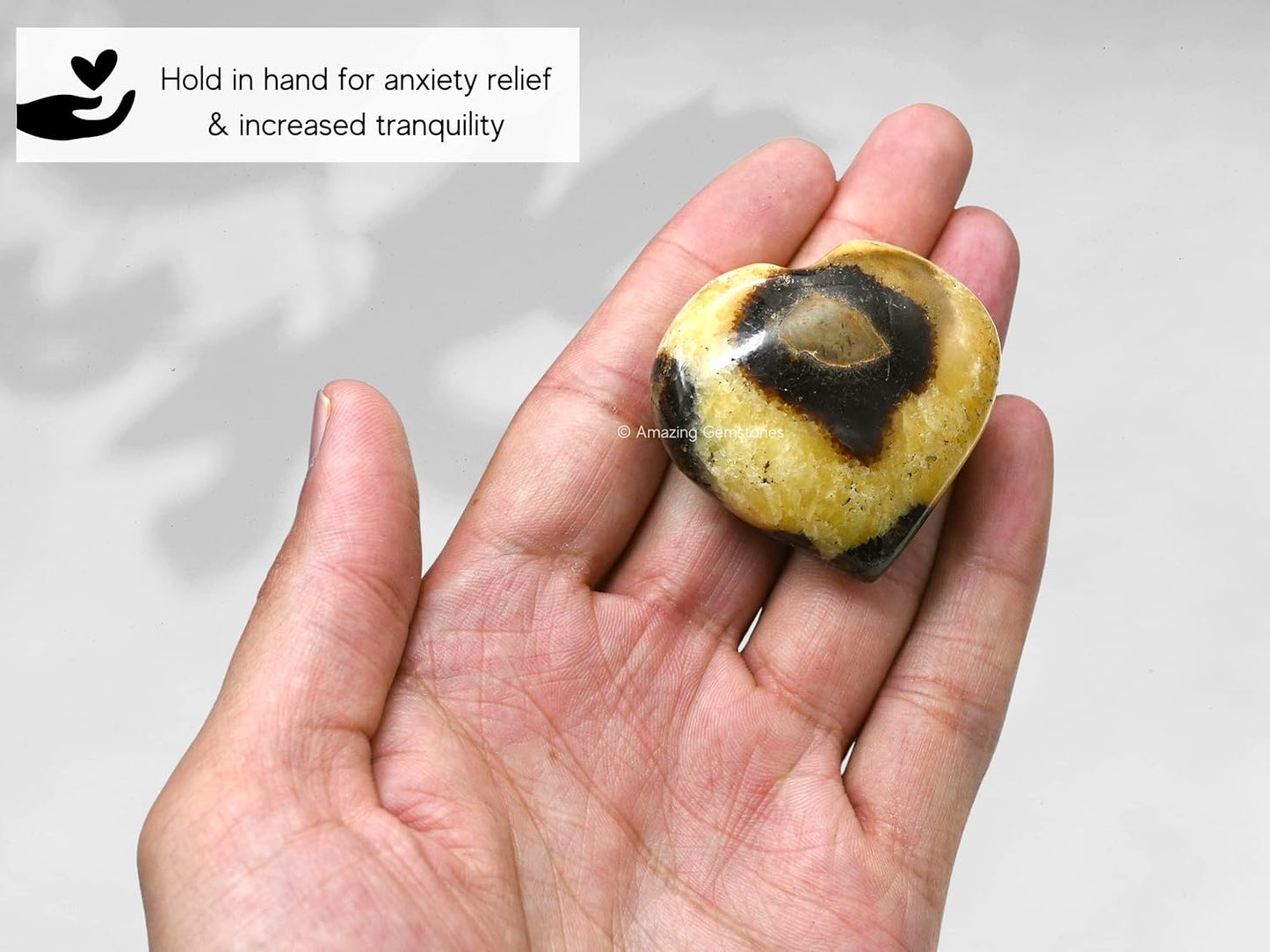 Amazing Gemstone Septarian Crystal Heart Palm Stone - Pocket Massage Worry Stone for Natural Body Chakra Balancing, Reiki Healing and Crystal Grid