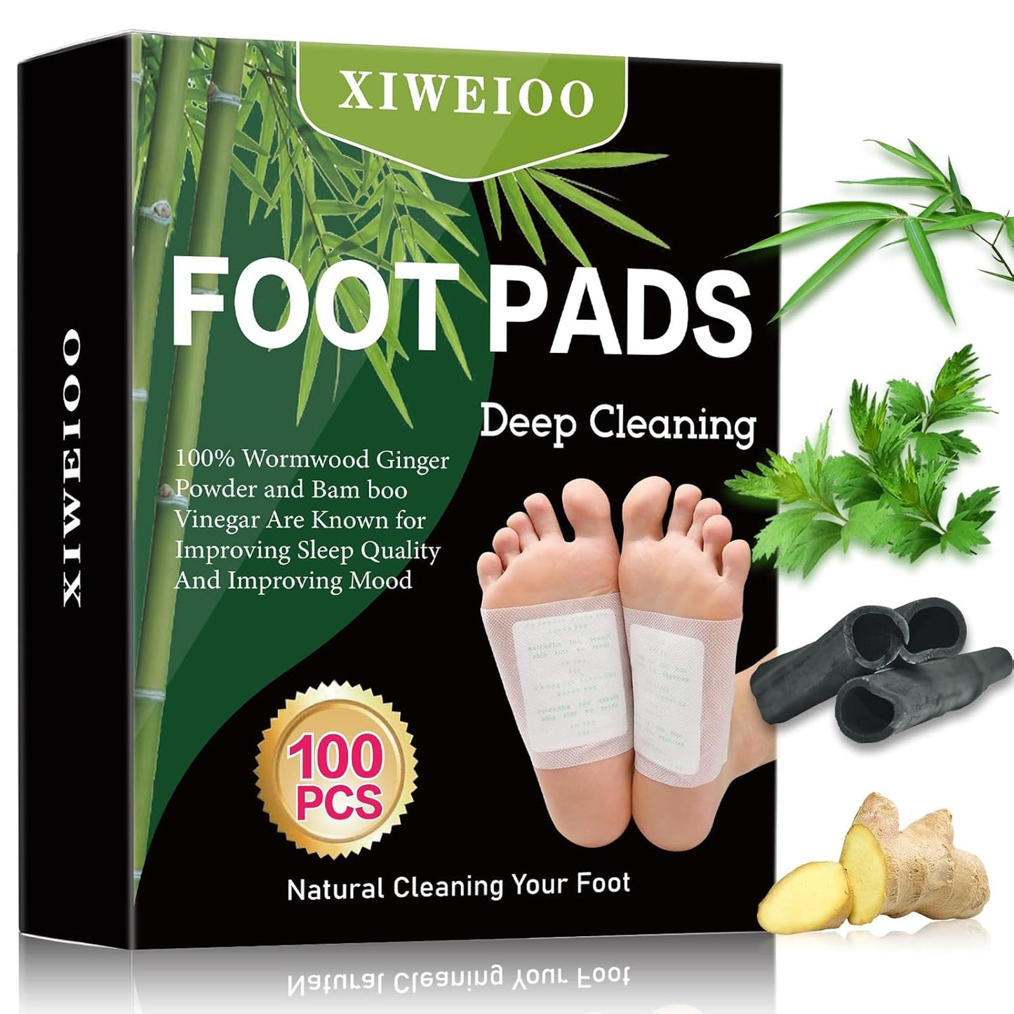 100 Packs Foot Pads kit Bamboo Feett Pads, Natural Cleansing, Promoting Sleeping, Suitable for Daily Relaxation Foot Paches Relieve Stress, Improve Sleep and Relaxation