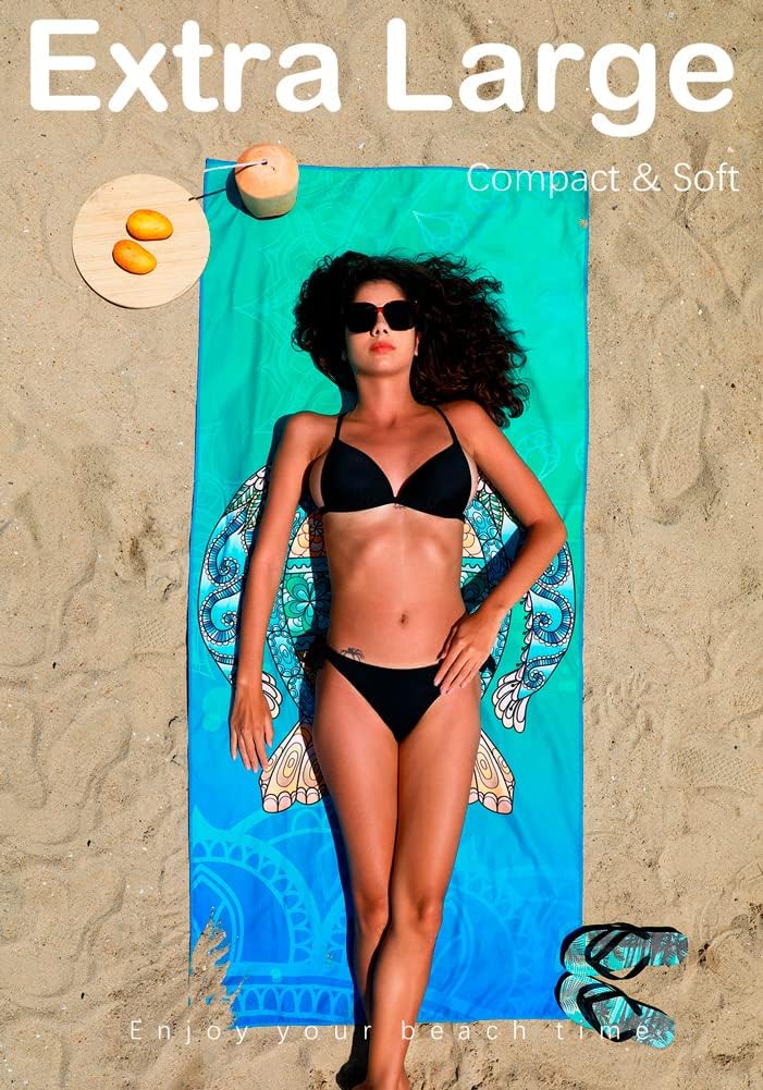 6 Pack Microfiber Lightweight Beach Towel Sand Free Quick Dry Absorbent Thin Compact Towels for Swimming Pool Camping Beach Accessories Large Easy Pack Travel Things for Vacation Essentials Gift