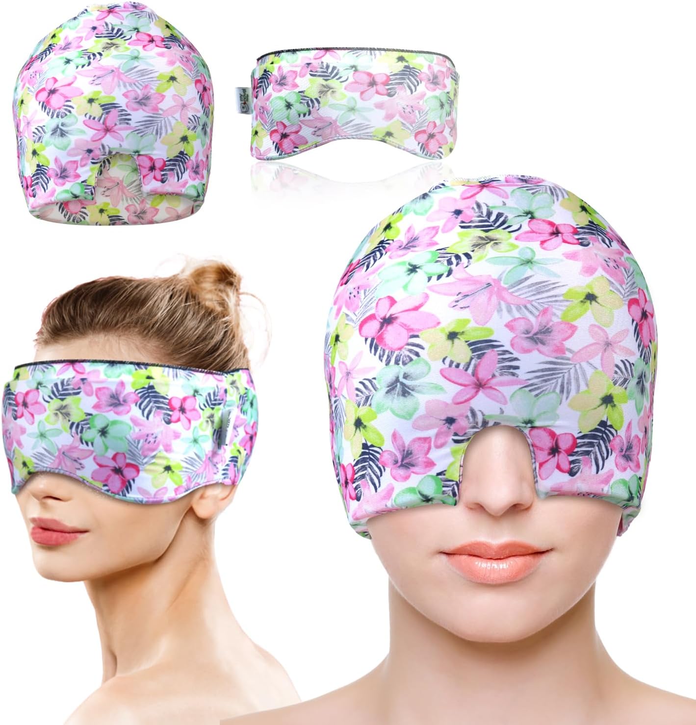 Migraine Relief Cap, Gel Cooling Eye Mask, Cooling Gel Relief 2 Pack Set, Hot/Cold Therapy, Natural Relief Cap, Instant Headache Relief, for Sinus, Puffy Eyes,Tension, Stress Relief