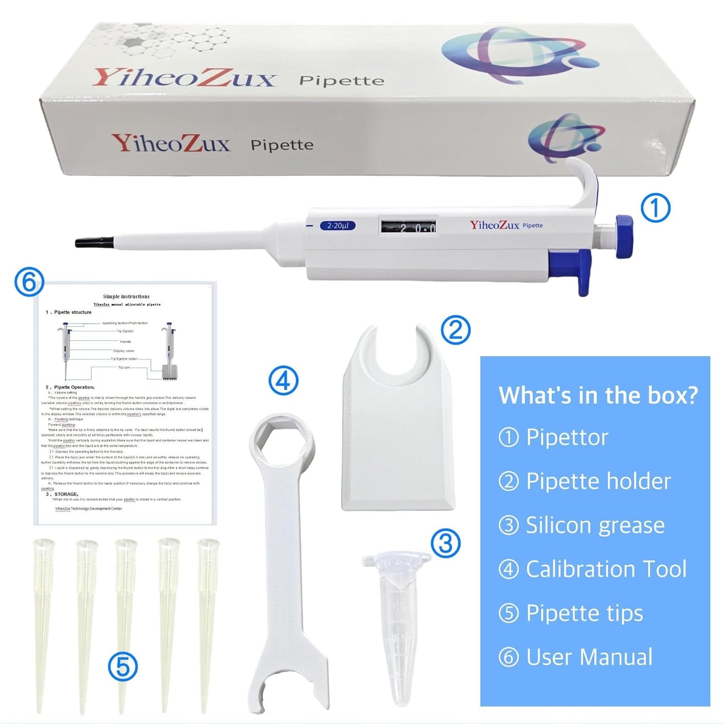 𝟮-𝟮𝟬 𝘂𝗹 High Precision Pipettor Single Channel 𝗠𝗮𝗻𝘂𝗮𝗹 𝗔𝗱𝗷𝘂𝘀𝘁𝗮𝗯𝗹𝗲 Variable Volume Laboratory Lab Micro Pipette
