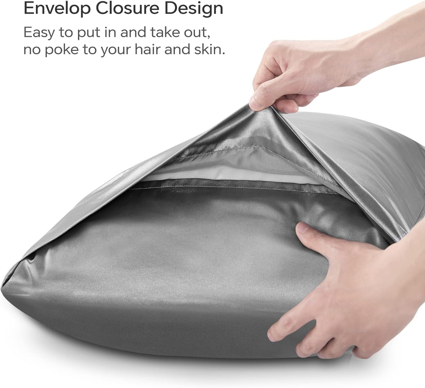 BEDELITE Satin Body Pillow Cover, Super Soft and Cooling Body Pillow Pillowcase for Hair and Skin, Breathable Silky Full Long Pillowcase Cover(20"x54", Grey)