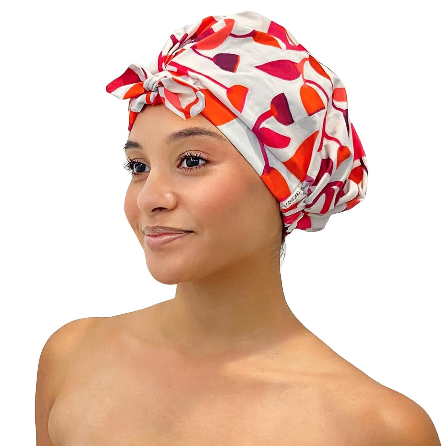 GRACE & COMPANY Luxury Shower Cap For Women - 100% Waterproof, Reusable, Washable & Breathable Shower Caps - Cara Cara