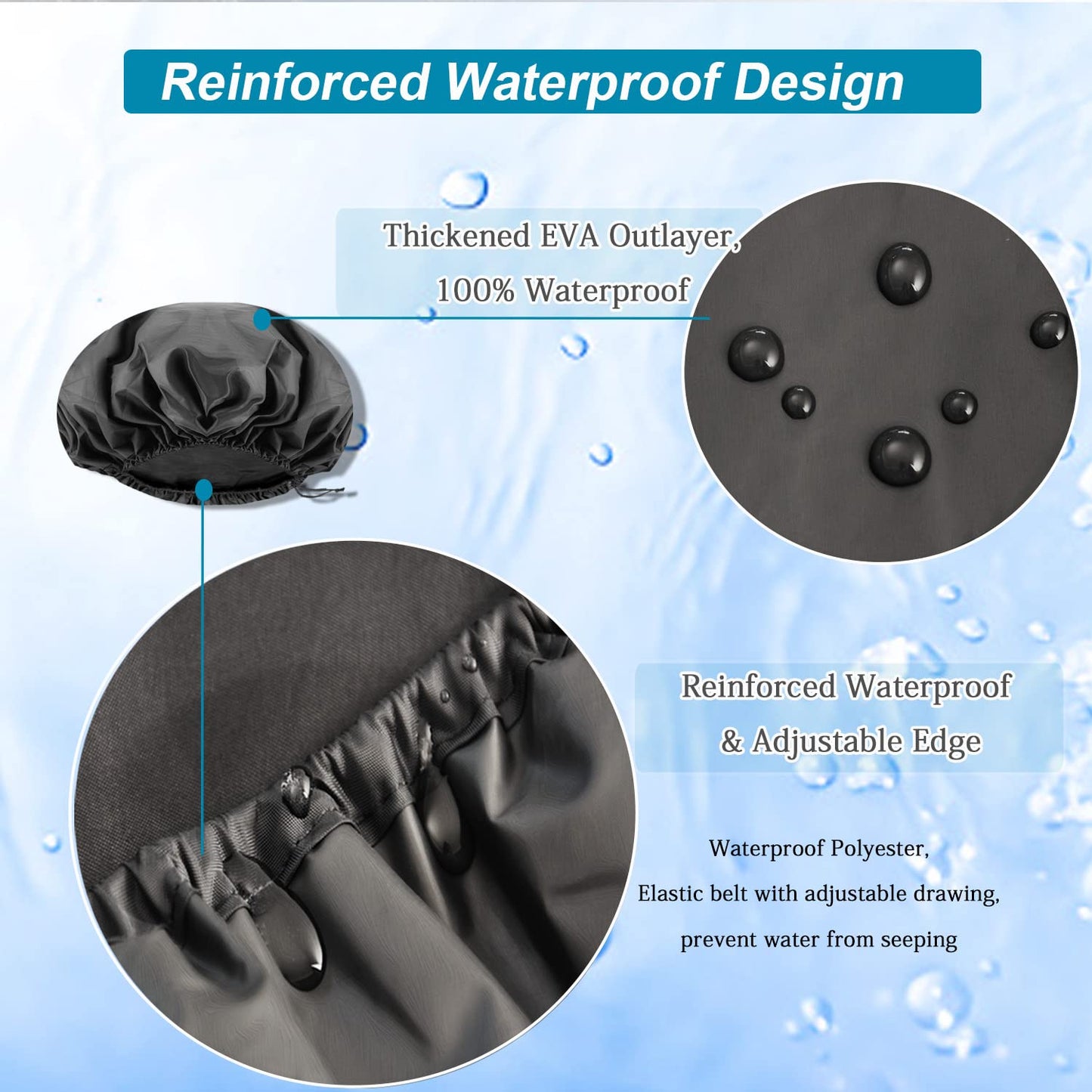 3 Pcs Super Jumbo Adjustable Satin Lined Shower Caps for Long Hair & Braids, Extra Extra Large Shower Cap for Women & Men, XXL Shower Cap with Waterproof Edge for Dreadlocks, Locs (Black)