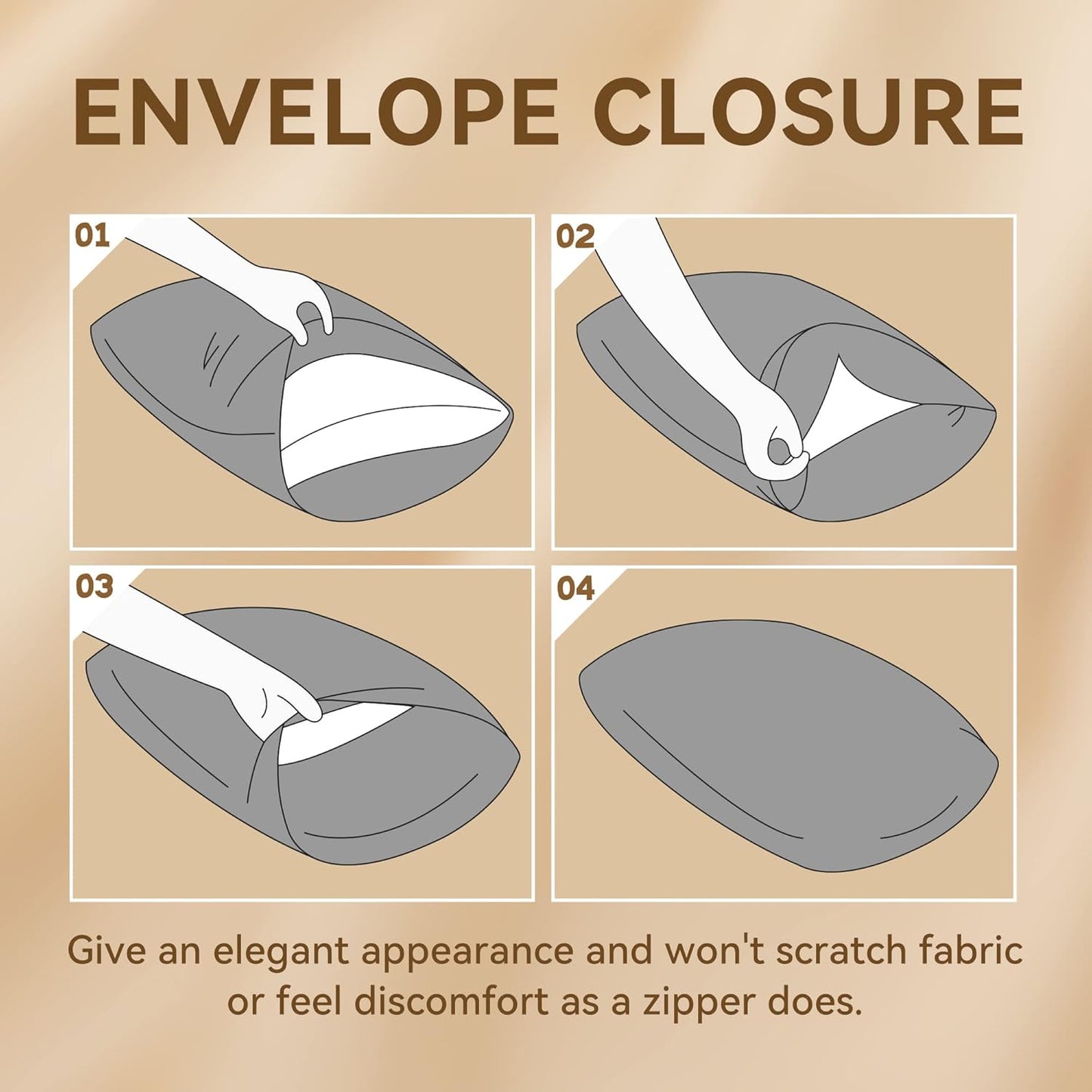 Tyfitb Satin Pillowcase Set for Hair & Skin Care – Cooling, Hypoallergenic, Anti-Frizz, Wrinkle-Free – Soft, Luxurious Pillowcases with Envelope Closure – 2-Pack, Queen Size 20x30, Gift-Ready