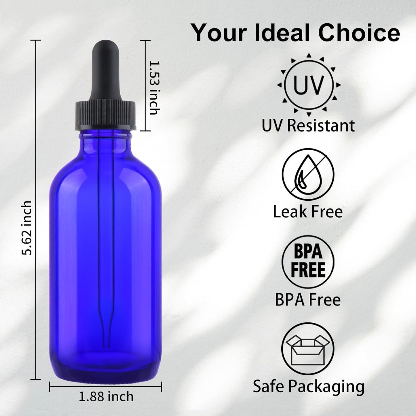 42 Pack 4oz Cobalt Blue Glass Bottles with Glass Eye Droppers for Essential Oils, Perfumes & Lab Chemicals (Brush, Funnels, 3 Extra Droppers, 48 Pieces Labels & 30ml Measuring Cup Included)