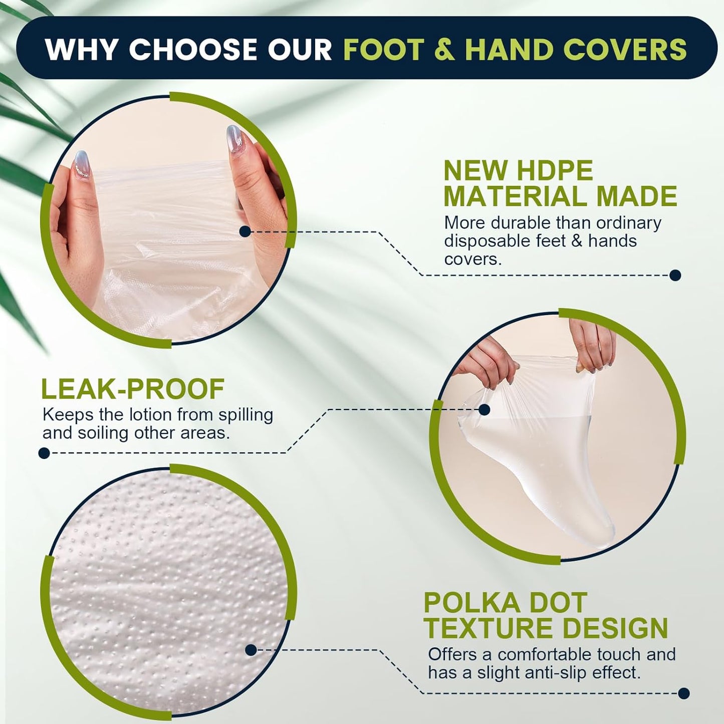 200PCS Disposable Hand & Foot Mask Set, 100P Hand Masks + 100P Foot Masks with Stickers, Leak-Proof Moisturizing Covers for Paraffin Therapy & at-Home Skin Care (Feet Fit up to US 9)