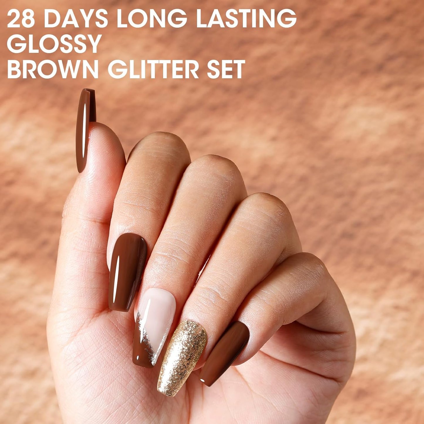 GELLEN Brown Gel Nail Polish, Winter Fall Brown Gel Polish 6 Colors Set, No Wipe Soak Off Long Lasting Glossy UV Gel for Women Manicure Home Salon, 0.33oz