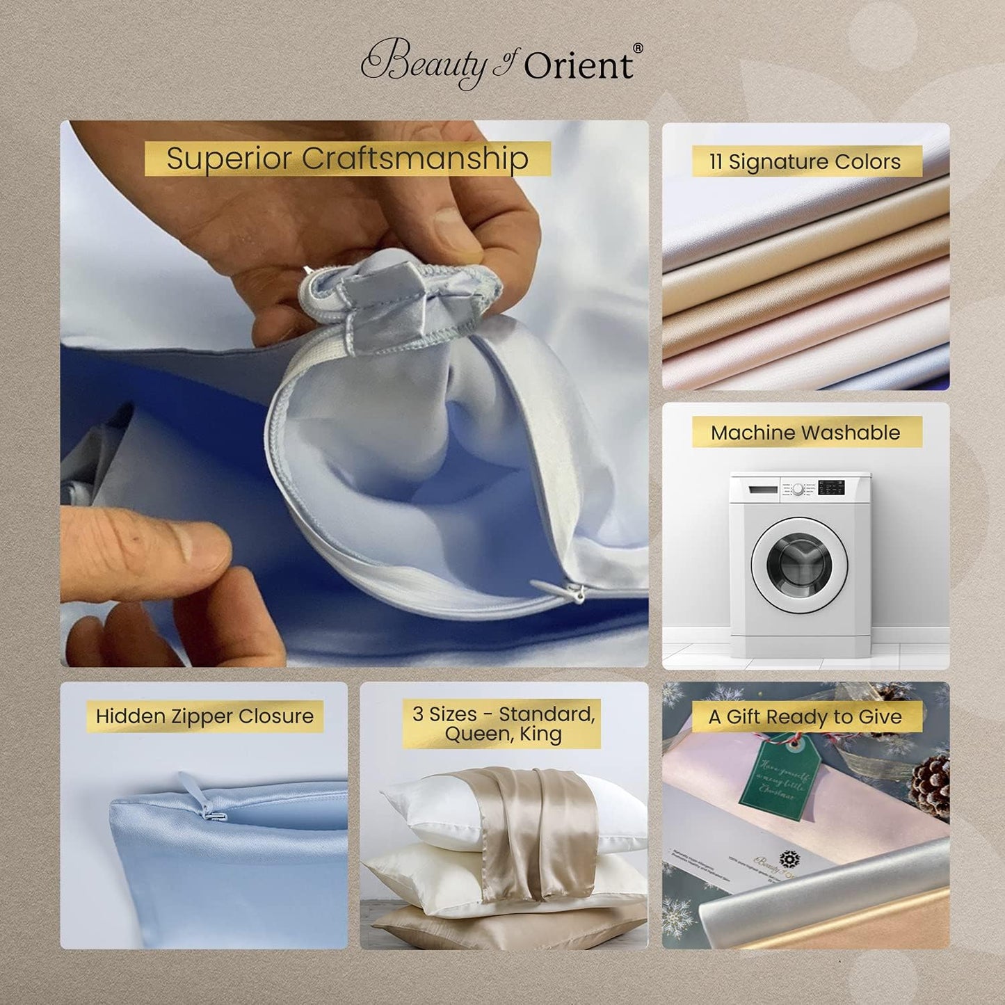 25 Momme Premium Mulberry Silk Pillowcase for Hair and Skin | Handcrafted Hypoallergenic & Anti-Acne White Silk Pillow Cases with Zipper | Queen - 20" x 30", Natural Undyed White