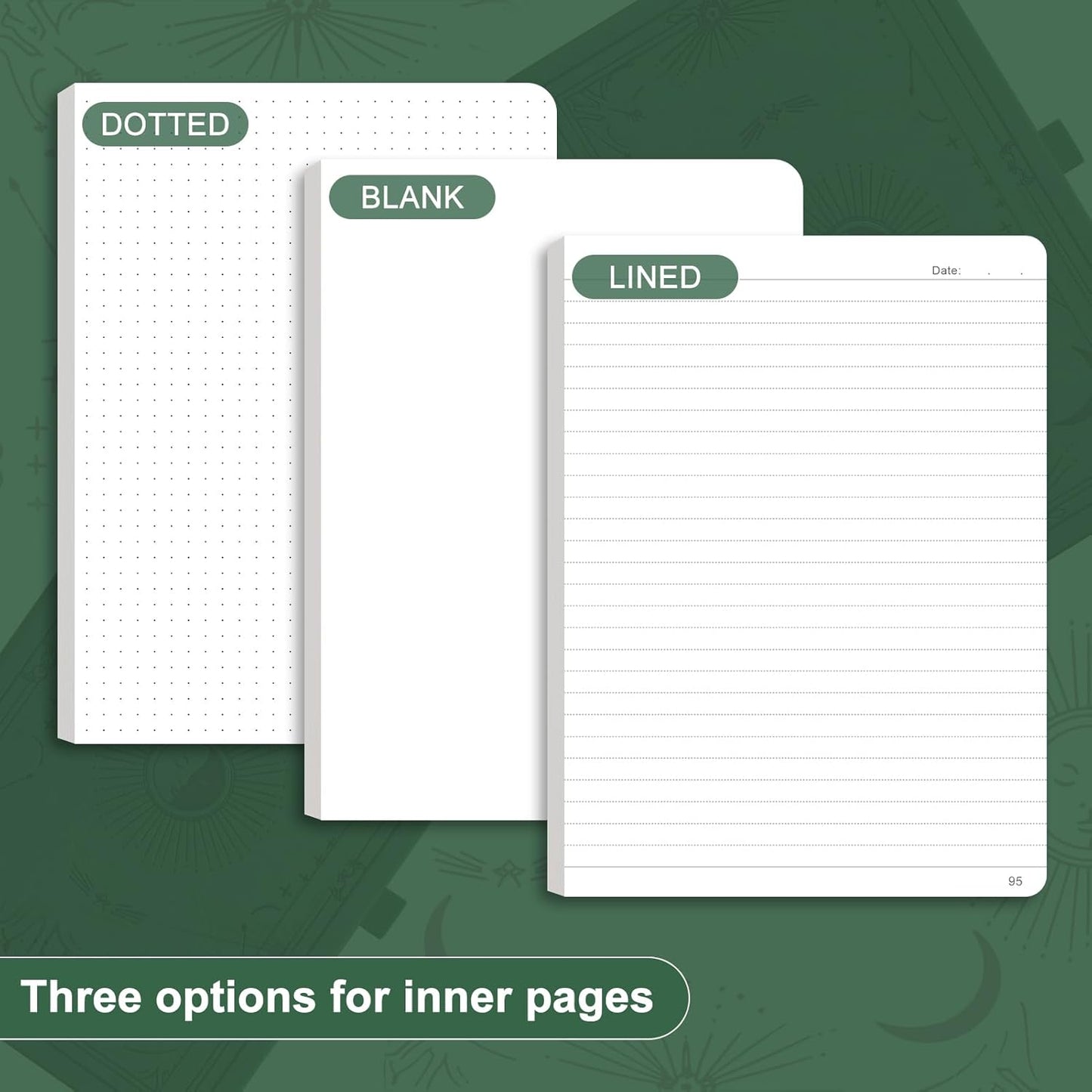 Lined Journal for Women Men, 192 Pages A5 Notebook Journal, Hardcover Notebook with 100Gsm Thick Pages, Leather Note Book for Writing, Travel, Business, Office, Prayer 5.7 x 8.3, Dark Green