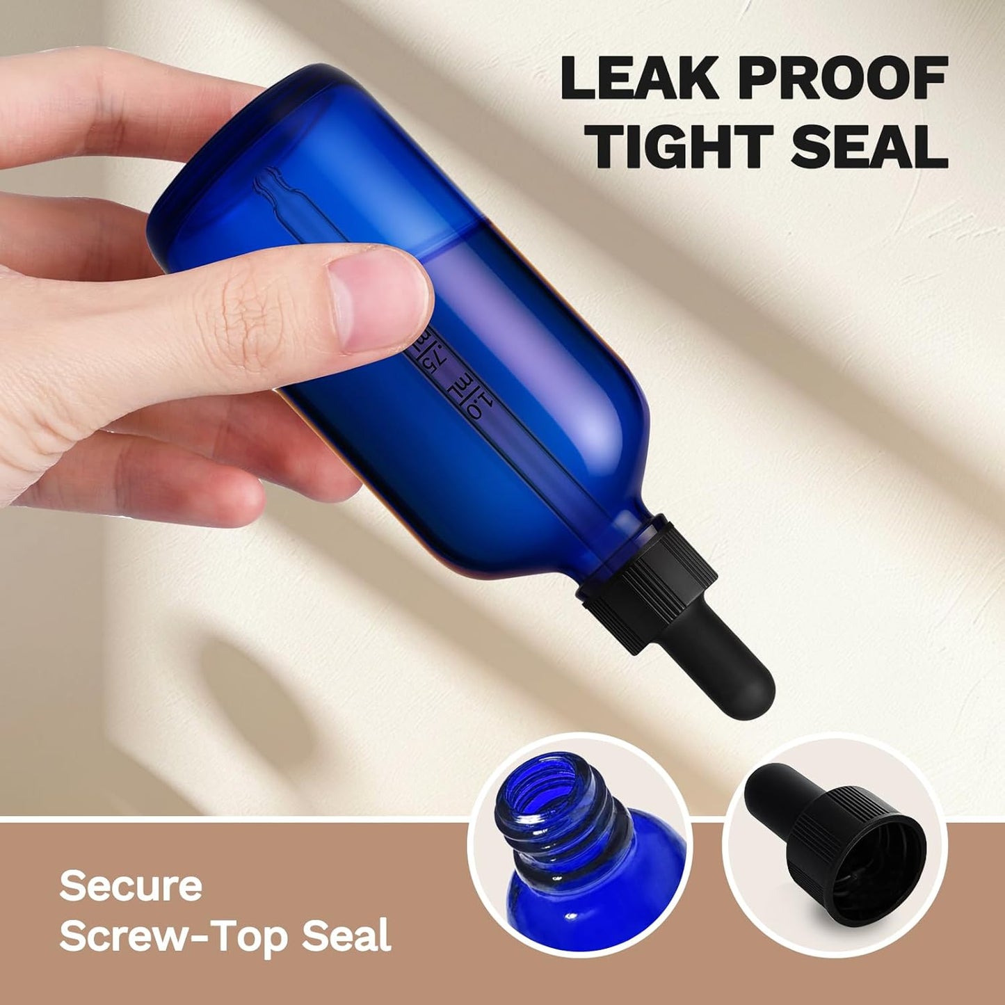 Bumobum 100ml Dropper Bottle, Blue Glass Dropper Bottle with Measured Dropper, 3.4oz Empty Eye Tincture Bottles with Funnel, Pipette & Labels for Essential Hair Oils Serums, 4 Pack