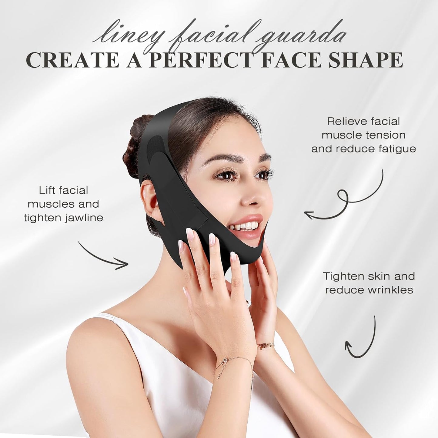 Chin Strap for Sleeping,Double Chin Reducer,Adjustable Chin Strap,Jaw Strap,Jawline Shaper,V Line Lifting Mask,Black,L