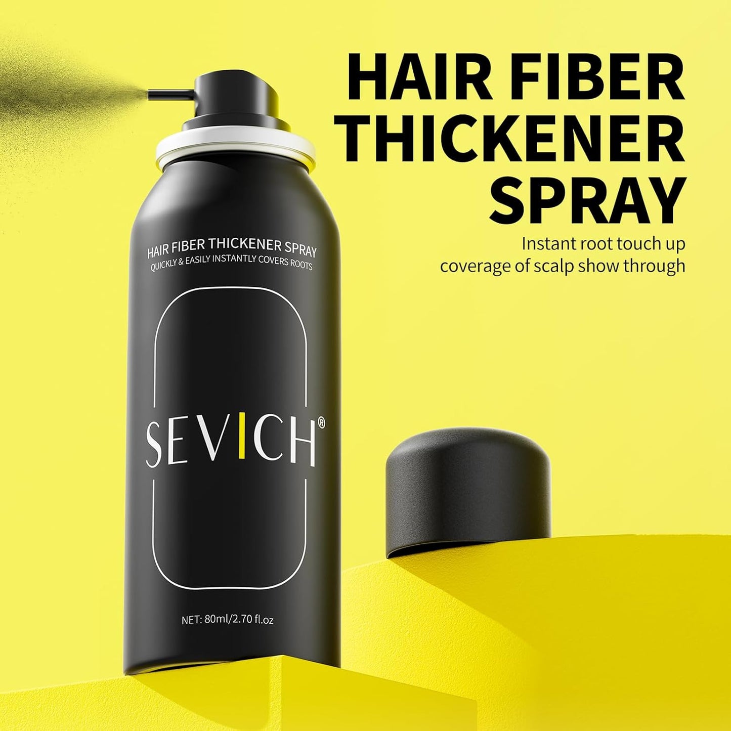 Sevich Hair Fiber Spray - Instant Hair Thickening Powder for Men & Women, Hair Building Fibers for Thinning Hair, Root Touch Up Hair Color, Waterproof, Sweatproof, Natural Look,80ml Dark Brown