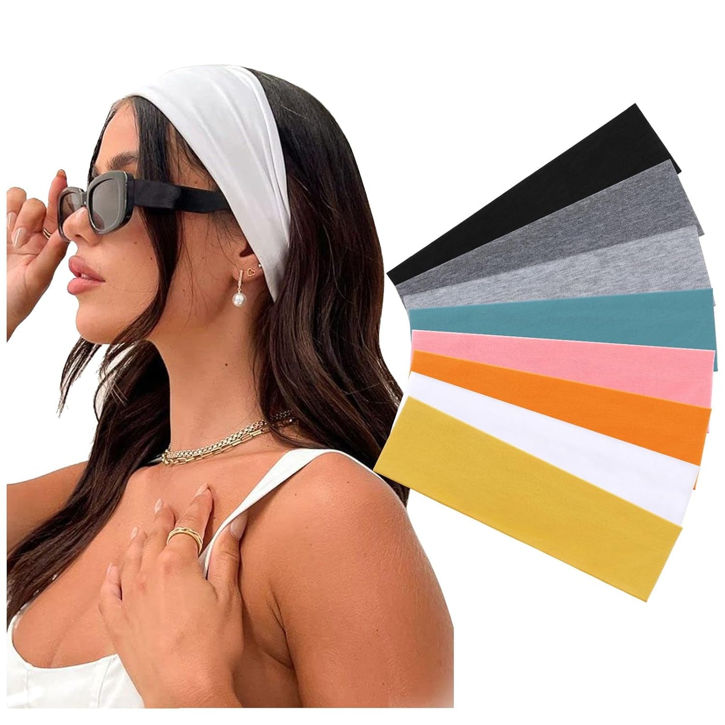 DRESHOW 8 Pack Sports Headbands for Women Non-Slip Stretchy Fashion HairBand Curly Hair Headband Soft Hair Accessories for Daily Wear Workout Yoga Running