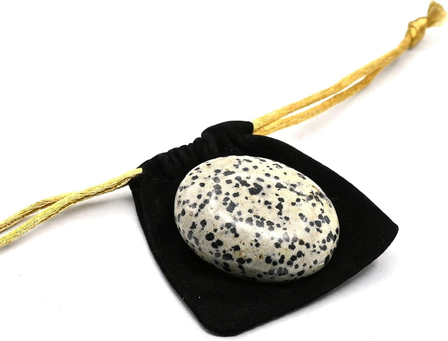 Amazing Gemstone Dalmatian Jasper Crystals and Healing Stones - Large Palm Stone Crystals Piedra - Crystal for Good Luck, Positive Energy, Meditation - Unique Stocking Stuffers Gifts for Women, Men