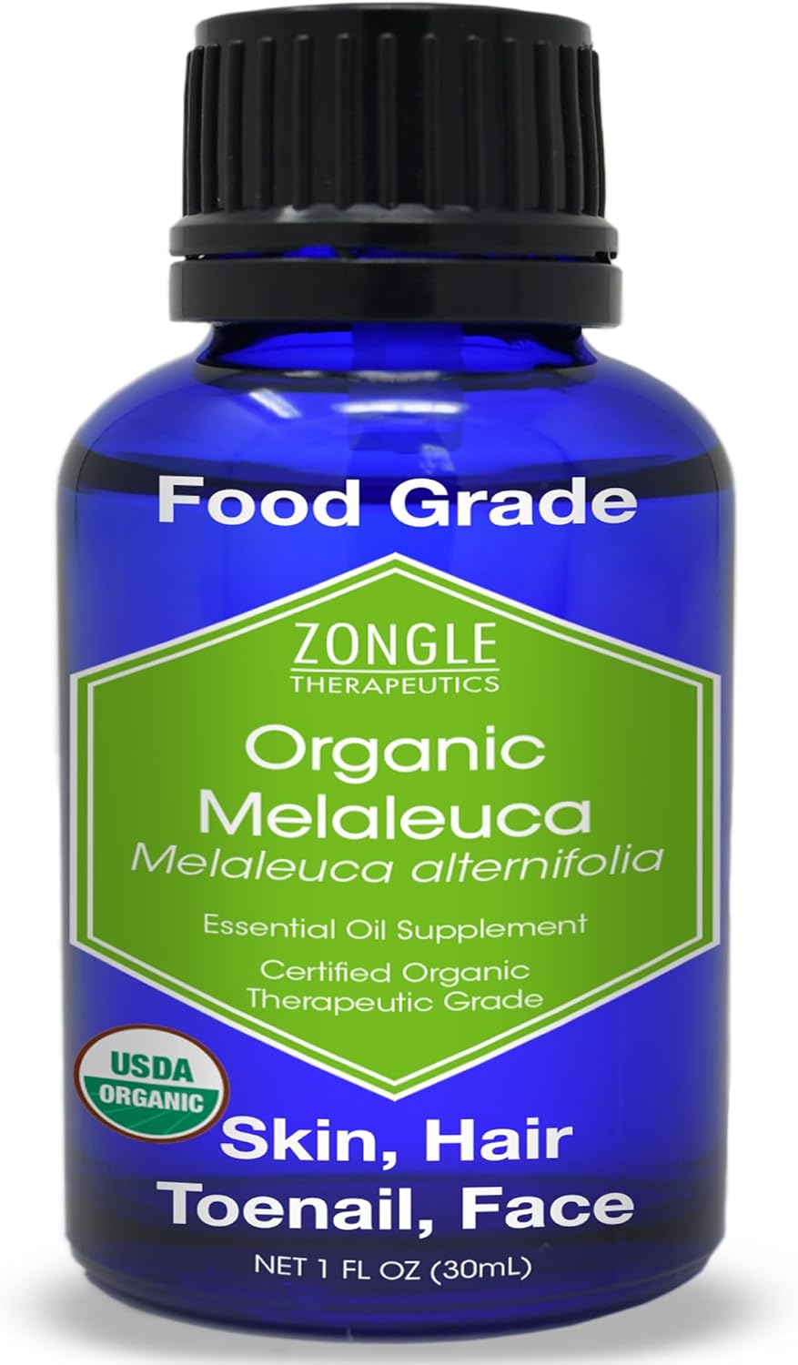 Organic, Tea Tree, Melaleuca, Oil, Food Grade – 100% Pure, Tea Tree Essential Oil, by Zongle Therapeutics, 1 OZ