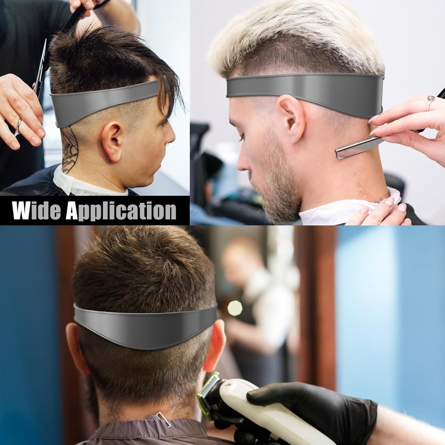 Adjustable Hair Trimming Guide and Neckline Shaving Template,DIY Self Haircutting System, Shaving and Keeping a Clean and Straight Neck Hairline,Easy Use Tool Soft Portable (Grey)