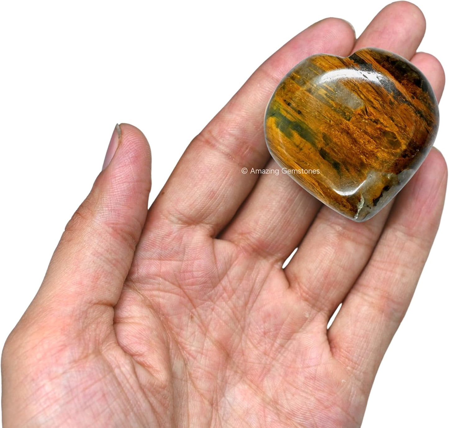 Amazing Gemstone Nellite Crystal Heart Palm Stone - Pocket Massage Worry Stone for Natural Body Chakra Balancing, Reiki Healing and Crystal Grid