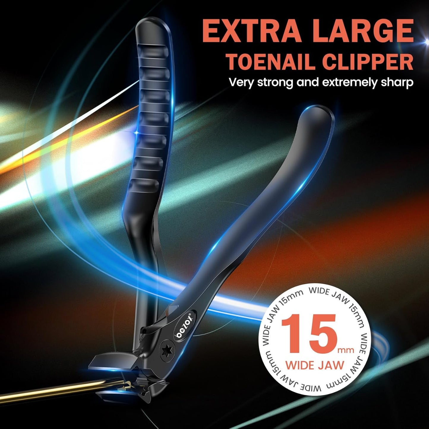 BEZOX Toenail Clippers for Seniors – Upgraded Long Handled Curved Head Toe Nail Clippers for Thick Nails for Elderly - Black