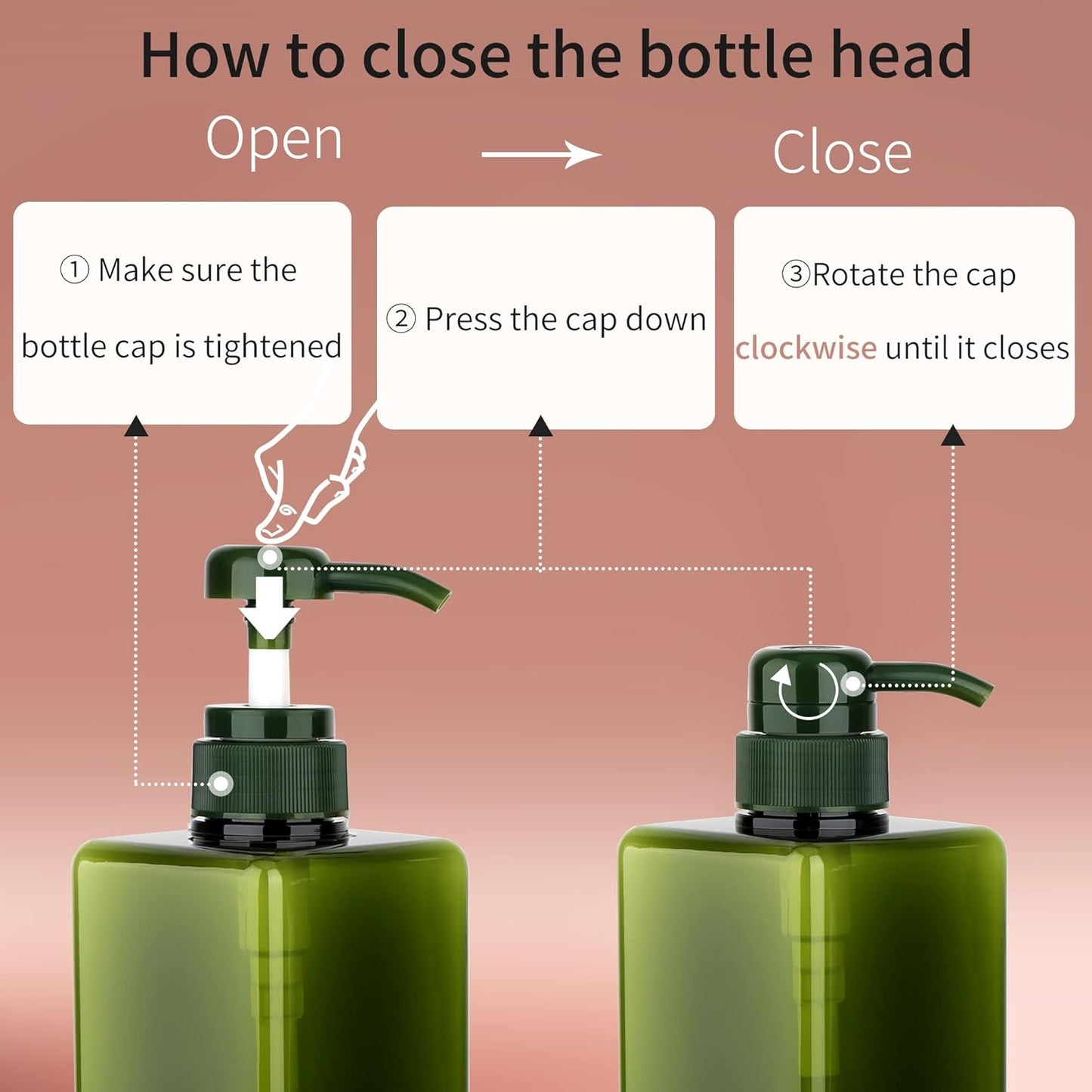 450ml (15.2oz) Pump Bottle Dispenser Jansburg 2Pack Refillable Square Plastic Lotion Dispenser Empty Lotion Pump Bottle for Essential Oil Soap Lotion Shampoo, Bathroom/Kitchen/Travel Green