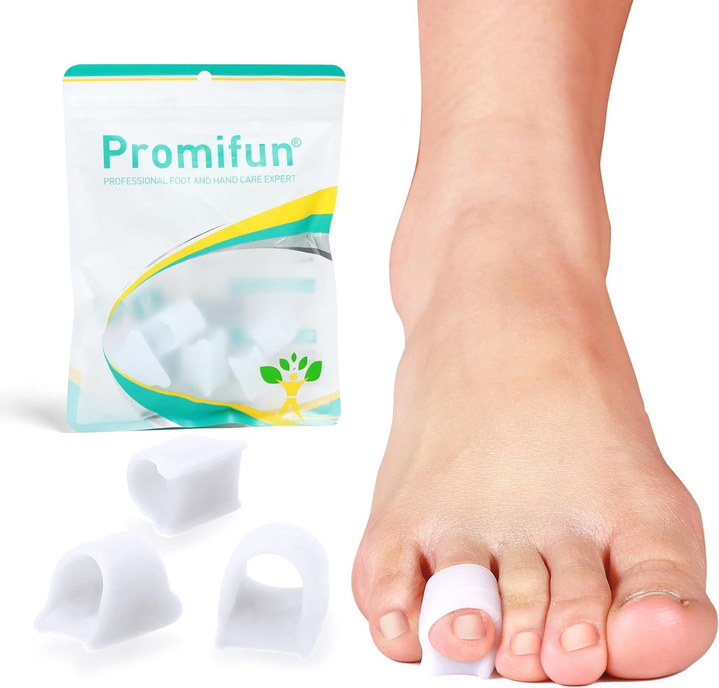 Hammertoe Corrector for Women - Soft Gel Toe Straighteners - Realign Bent, Curled, Crooked, Claw, Bunion, Hammer Toes - Toe Corrector for Men（8 Count, Small, White）