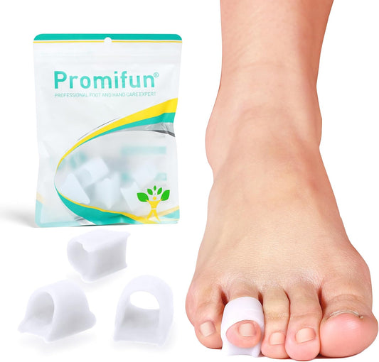 Hammertoe Corrector for Women - Soft Gel Toe Straighteners - Realign Bent, Curled, Crooked, Claw, Bunion, Hammer Toes - Toe Corrector for Men（8 Count, Small, White）