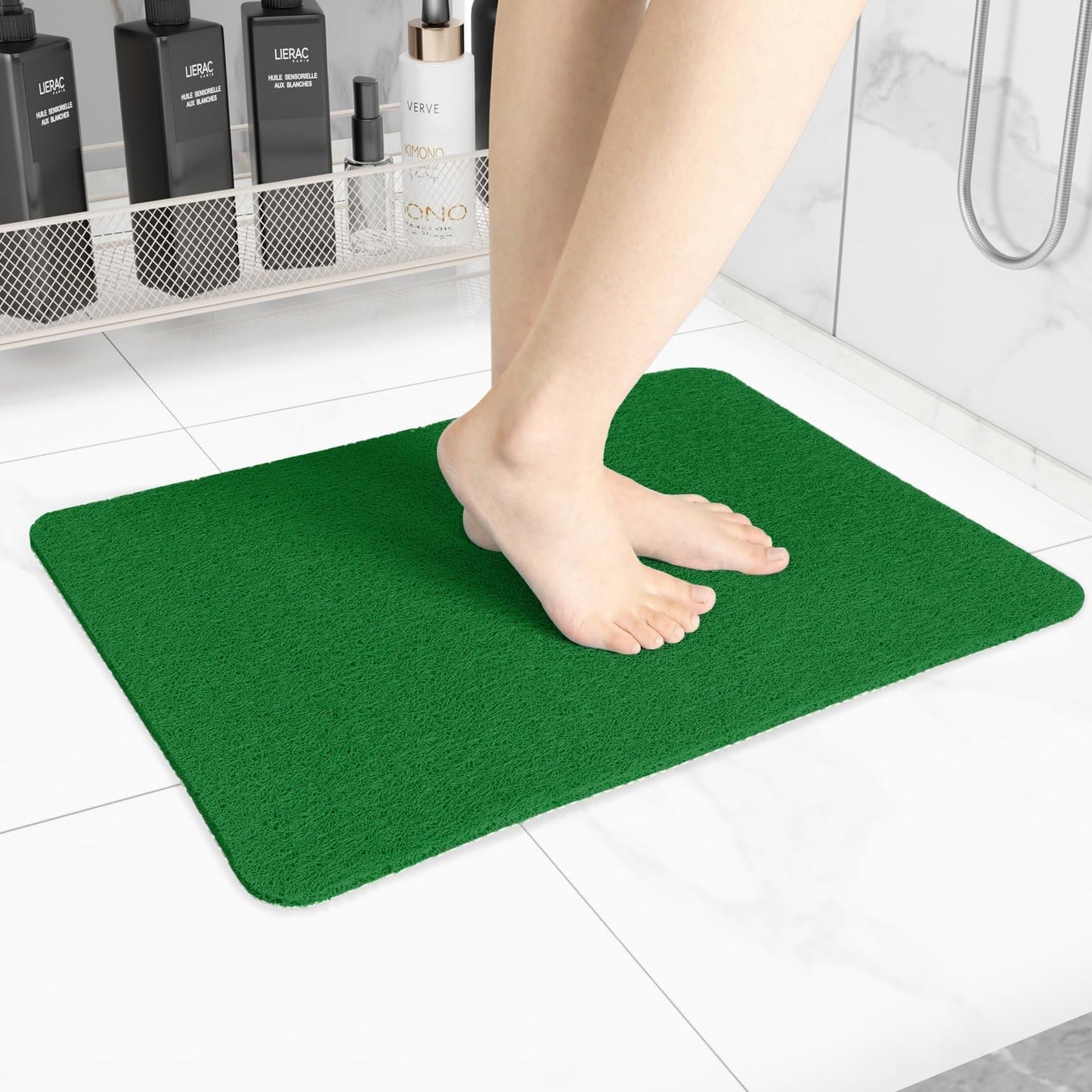 Non-Slip Bathtub Mat, Anti Slip Shower Mat, Fast Drying Bathtub Mats, Foot Scrubber Mat, Anti Slip Mat for Tub, Floor, Bathroom, Kitchen, Home, Hotel (Dark Green 24"×16")