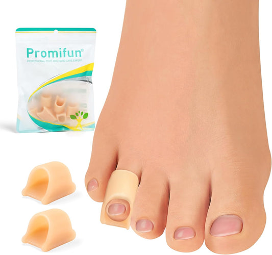 Hammertoe Corrector for Women - Soft Gel Toe Straighteners - Realign Bent, Curled, Crooked, Claw, Bunion, Hammer Toes - Toe Corrector for Men（6 Count, Small, Beige）