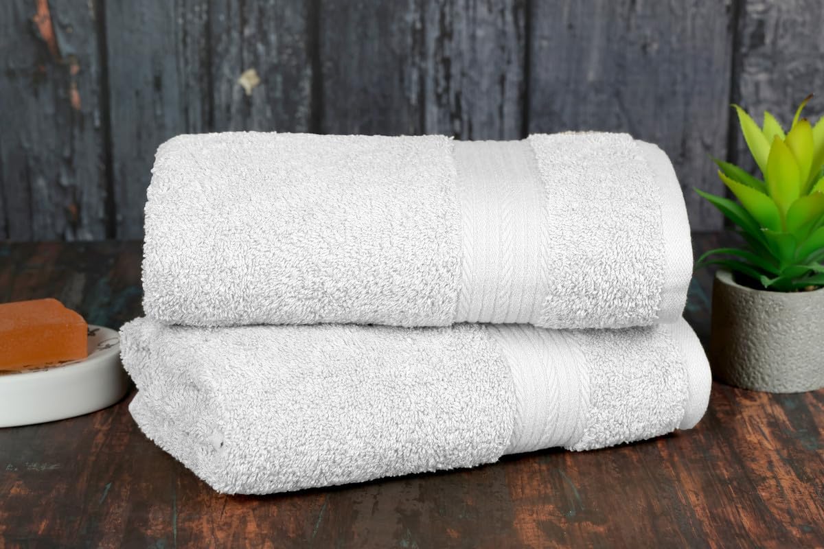 Ample Decor Hand Towels for Bathroom 18 X 28 Inch 600 GSM 100% Cotton, Soft Absorbent - Set of 2 - White