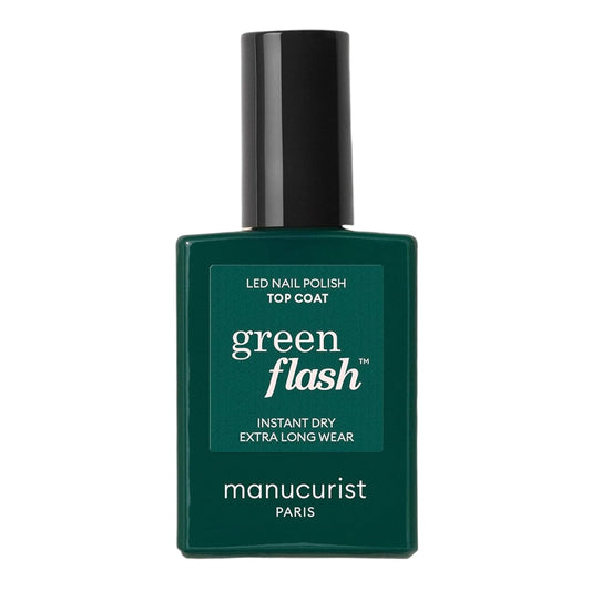 Manucurist - Green Flash Top Coat - Vegan LED Gel Nail Polish Top Coat - 12-Free - Plant-Based Ingredients - Made in France - 0.5 fl oz