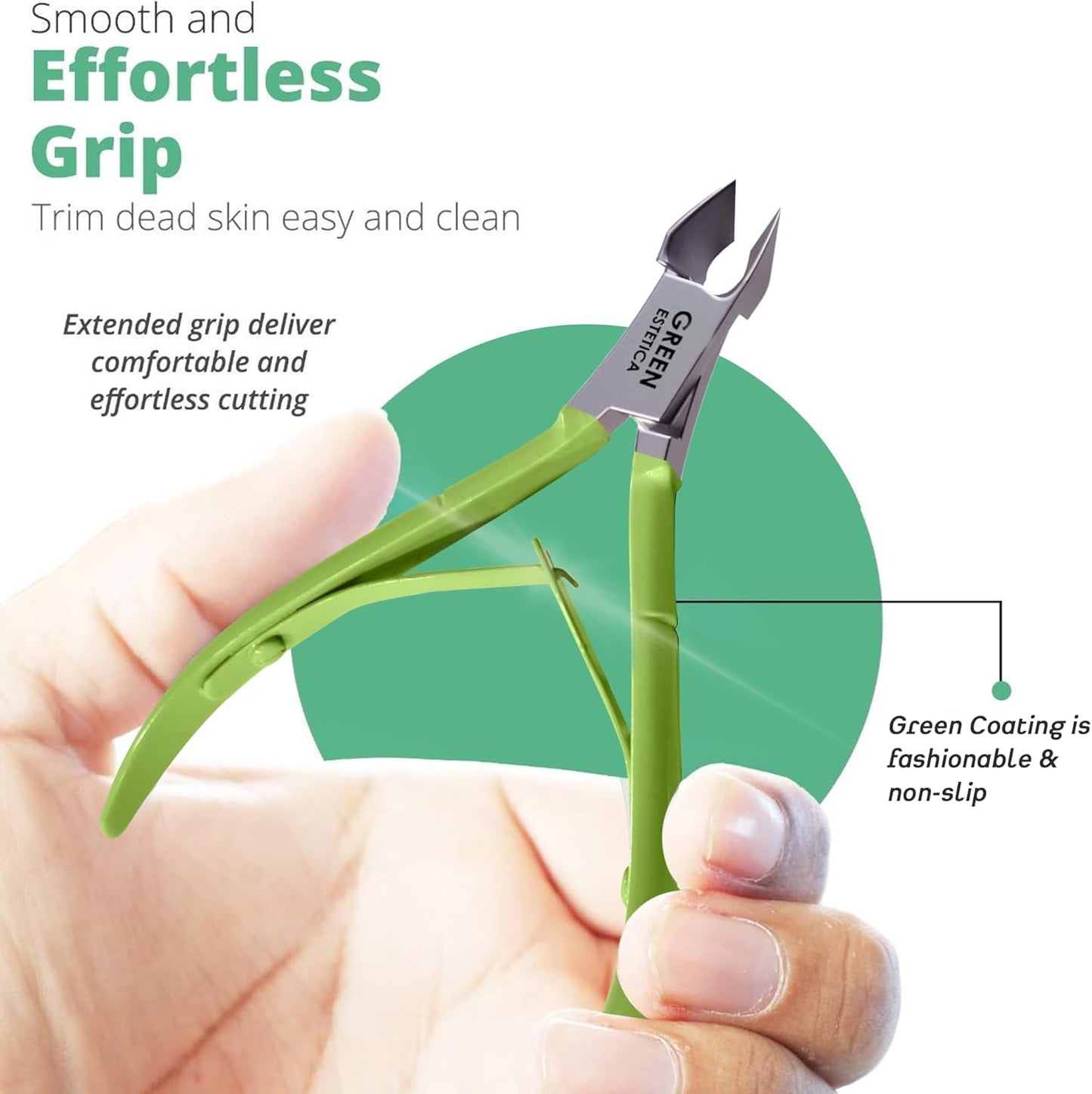 Professional Cuticle Trimmer with Cuticle Pusher Nail Cuticle Remover Nipper Silver Stainless Steel Sharp Blades Manicure Tools with Double Spring Nail Care Pedicure Nail Tools Home Spa (Green)