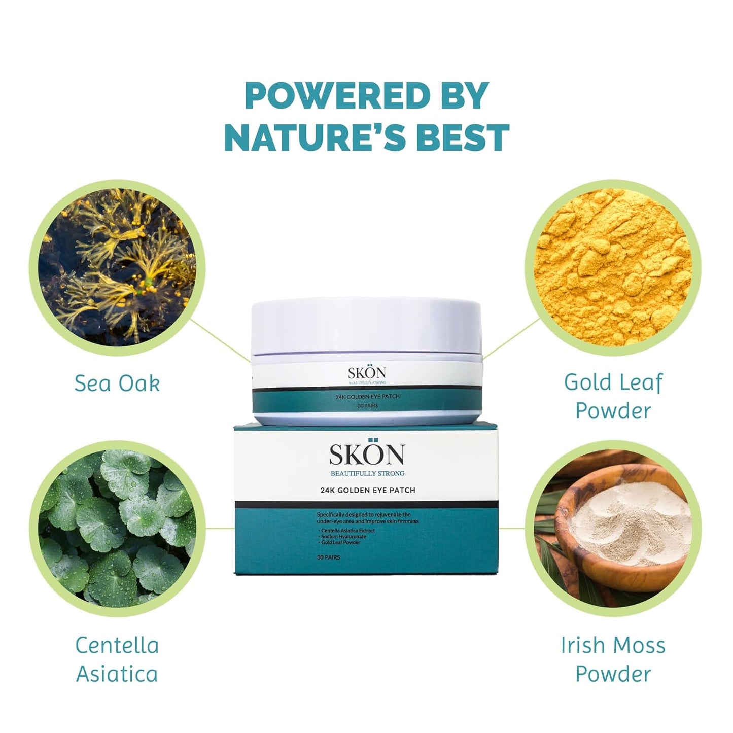 Skön Beautifully Strong Eye Patches Luxury Under-Eye Mask with Gold Infused Skin Rejuvenation Hydrating Patches for Puffiness and Wrinkle Care – Botanical Under-Eye with Aloe Vera – Collagen Boosting