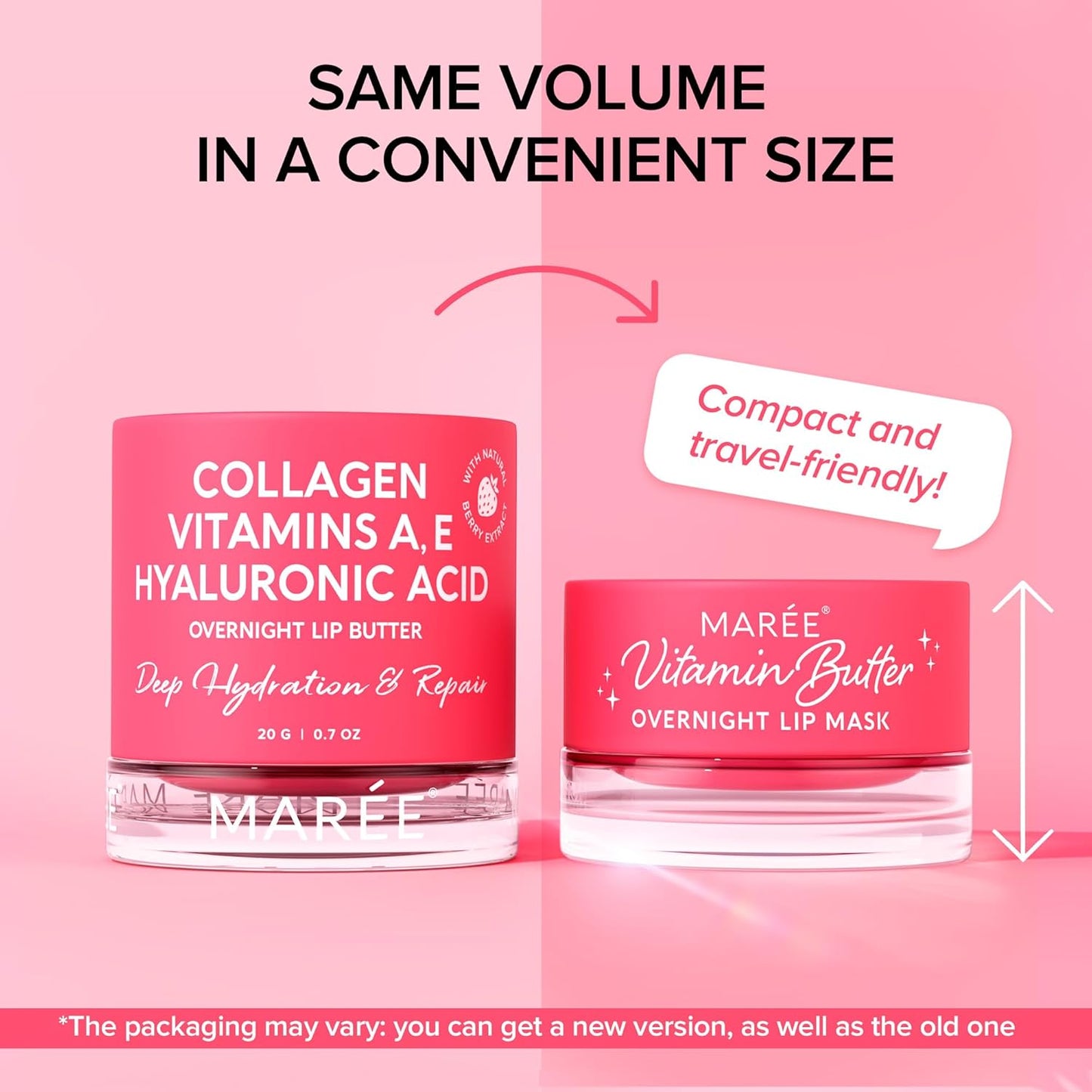 MAREE Lip Mask Overnight - Lip Moisturizer For Very Dry Lips - Hydrating Lip Butter Balm with Hyaluronic Acid & Collagen - Overnight Lip Treatment - Lip Sleeping Mask Repair - Hidratante de Labios