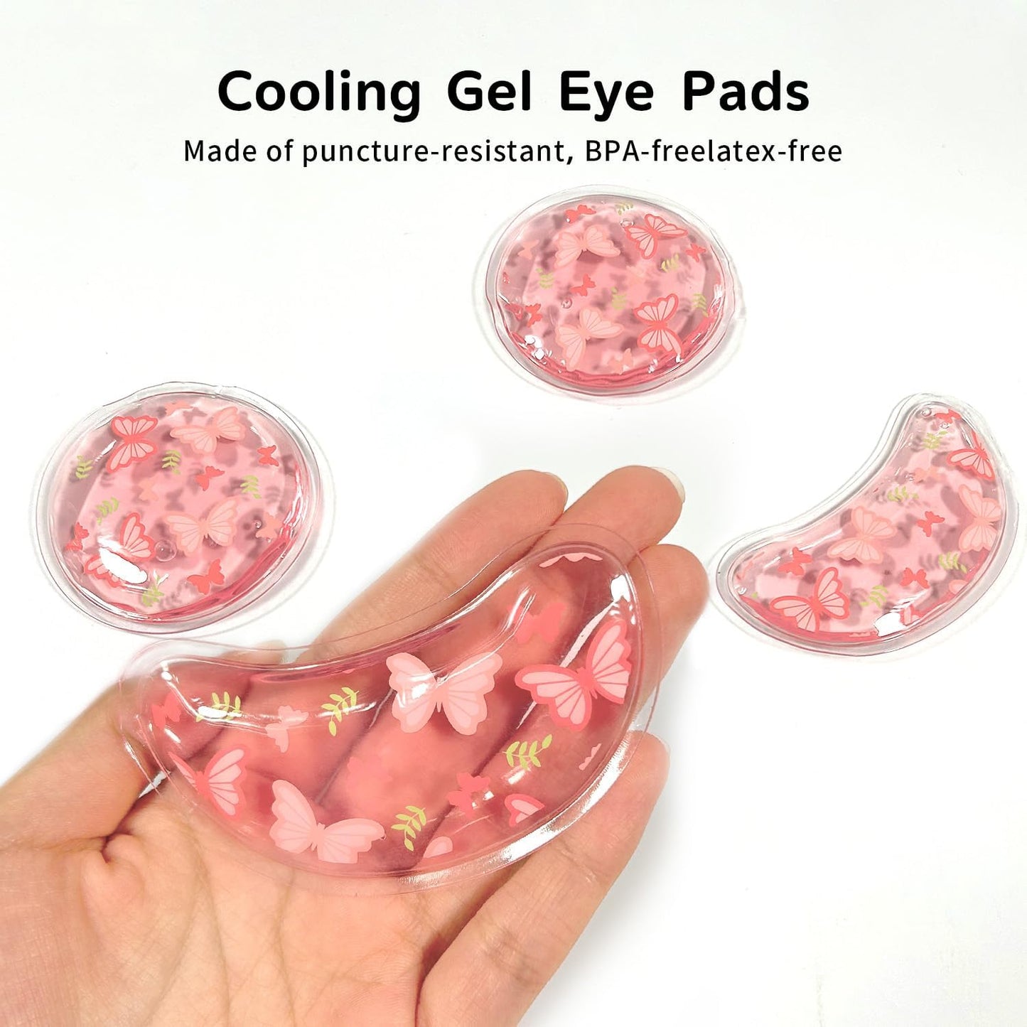 4PCS Gel Eye Ice Pack Set, Cold & Hot Compress, Reusable Cooling Gel Pads for Strain Relief, Relaxation, SPA and sleep(Butterflies)