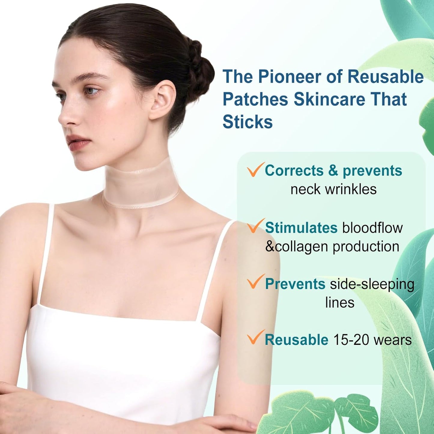 5 PCS Silicone Neck Wrinkle Patches - Reusable Overnight Anti-Wrinkle Patches, Anti Aging Silicone Wrinkles Patche for Skin Firming & Neck（2.5 Months Supply ）-Upgraded Version