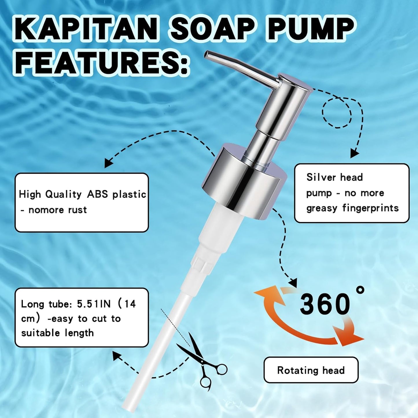 Soap Pump Replacement, Hand Soap Dispensers Pump for Bathroom, Replacement for Round 1.1in (28 mm) Neck Bottles,Rust Proof&Leak Proof for Soap Lotion Bottle Upcycling (Silver, 4 Pack)