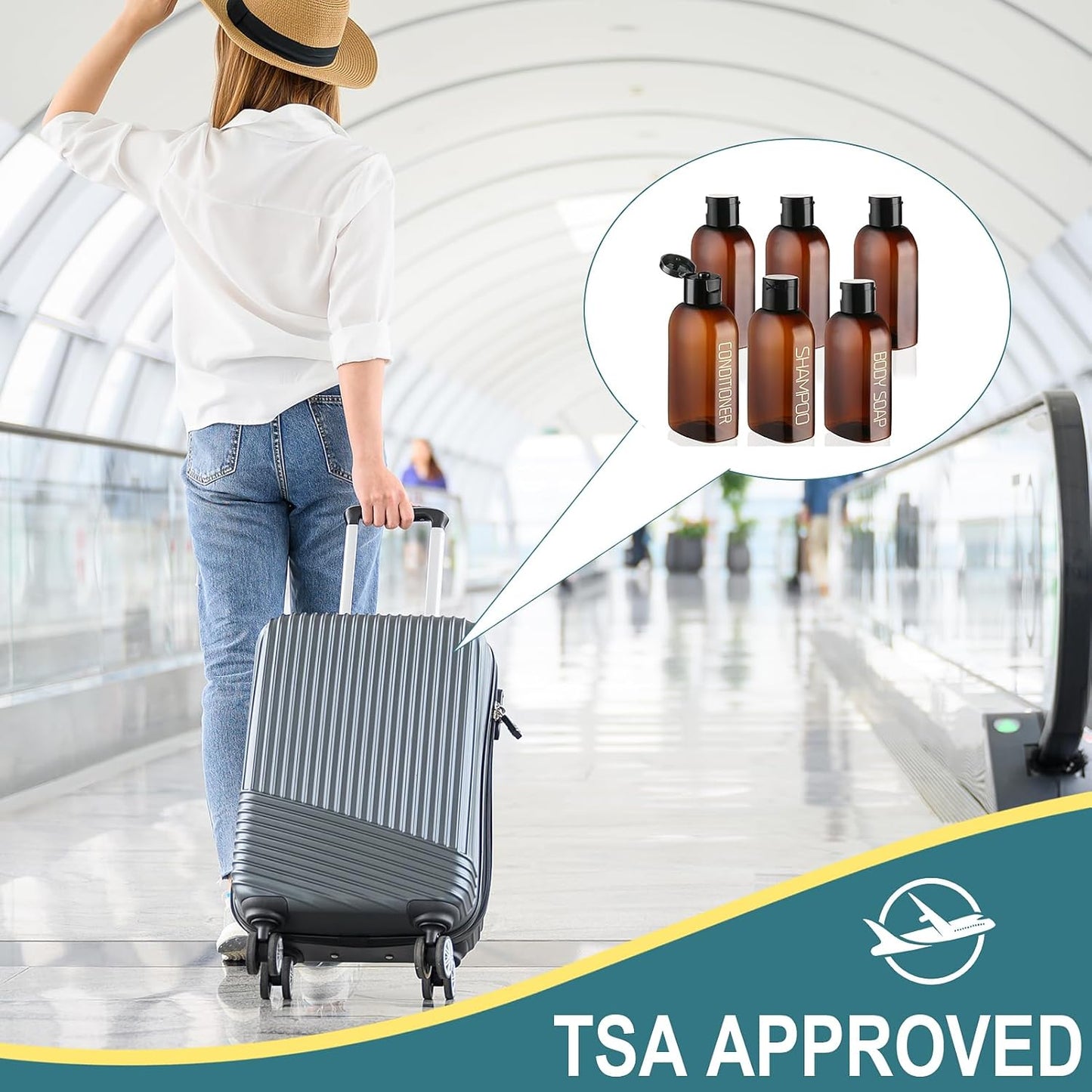 Cosywell Travel Bottles for Toiletries - 6 PCS Shampoo Bottles, TSA Approved Travel Size, Leak Proof Containers with Flip Cap