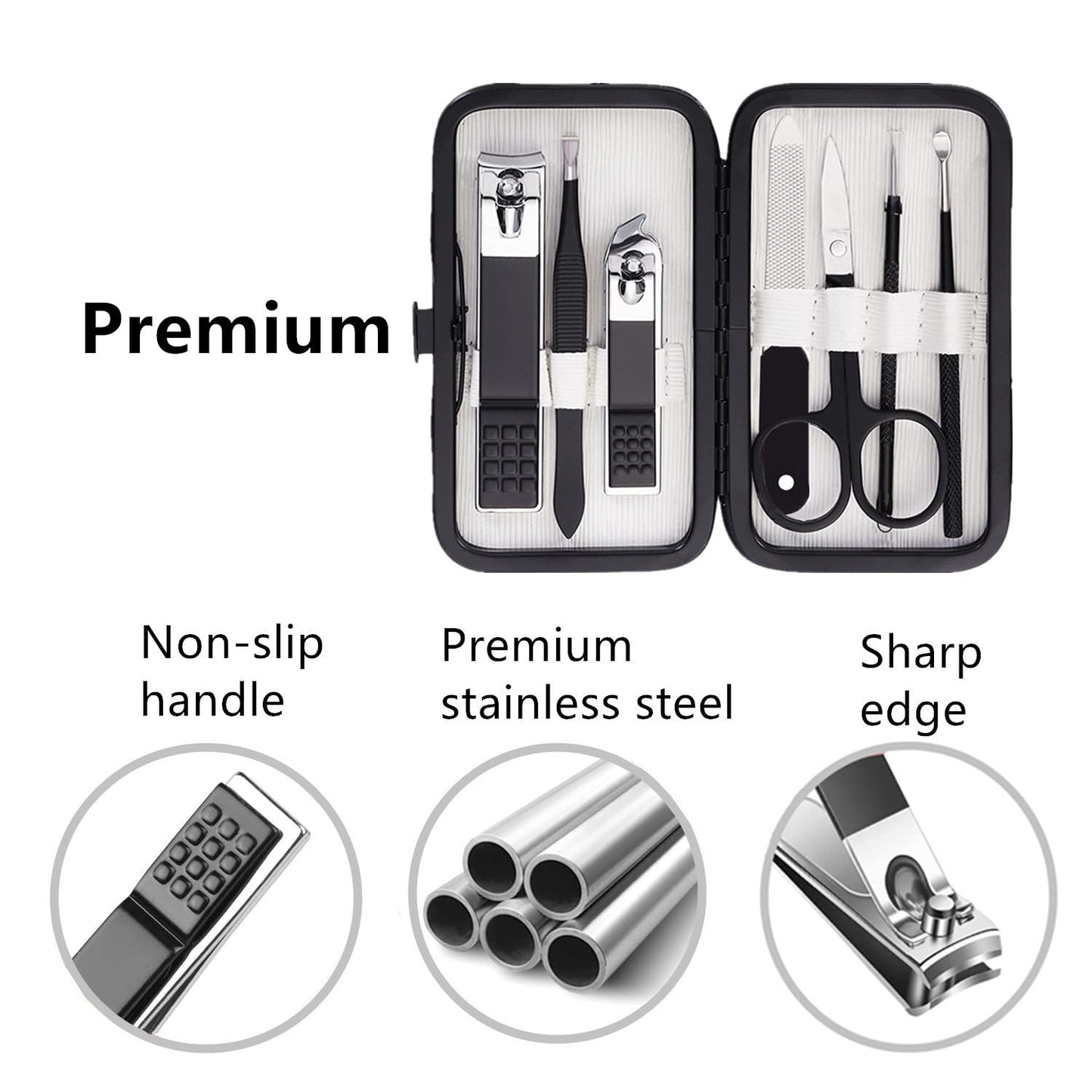 Nail Clipper Set Manicure Set Men Manicure Kit with Portable Travel Case Toe Finger Nail Clippers Personal Care Tools Men Grooming Kit Present for Husband Boyfriend Family(Black White)