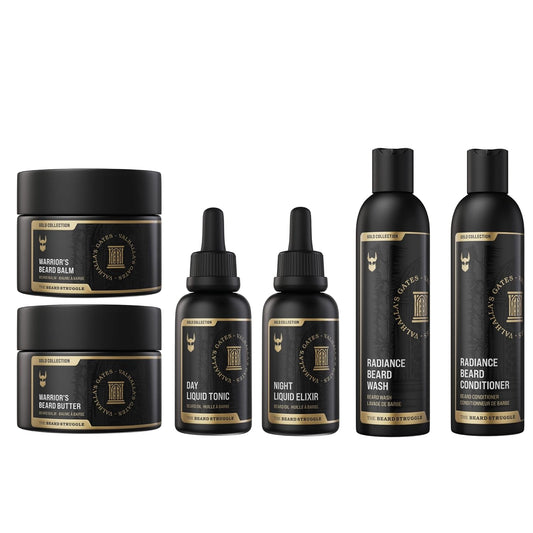 The Beard Struggle Greenlander Bundle - Beard Kit with Butter, Balm, Night Oil, Day Oil, Wash & Conditioner - Gold Collection - Valhalla's Gates