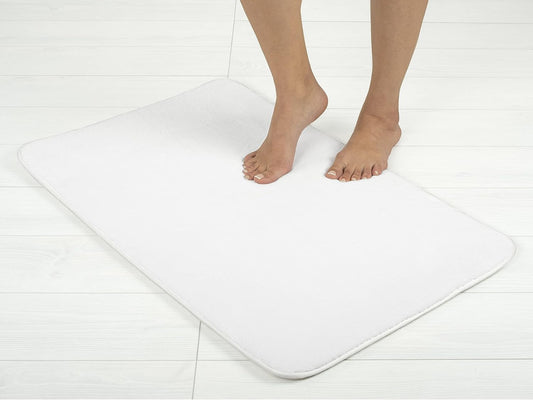 American Soft Linen 21x32 Fluffy Foamed Slip Reducer Bath Rug, Machine Washable Area Bath Mat Rugs for Bathroom, White